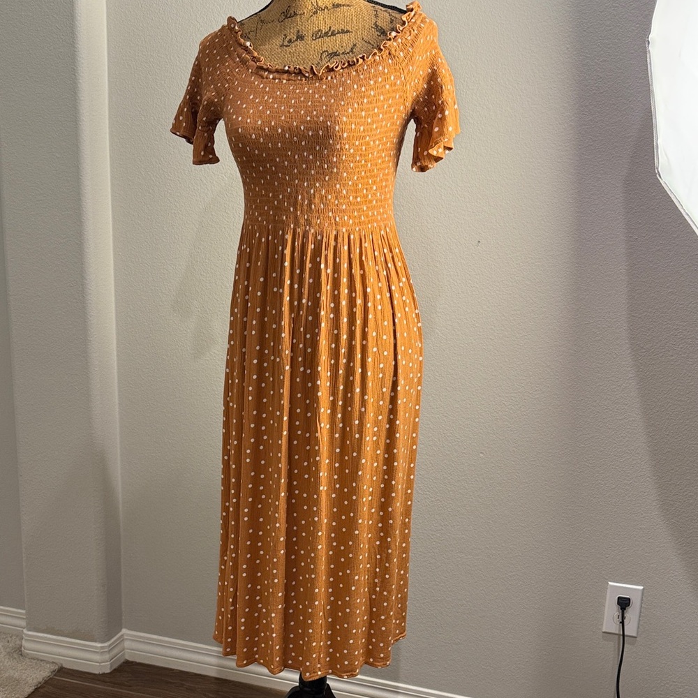 Rip Curl Terracotta Midi Dress with Dots